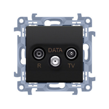 SIMON CAD.01/49 Anténní zásuvka R-TV-DATA (strojek s krytem),  1x vstup: 5-862 MHz, černá matná