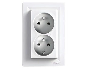 Zásuvka dvojnásobná SCHNEIDER ASFORA EPH9800121, 2x2P+PE, bílá