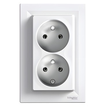 Zásuvka dvojnásobná SCHNEIDER ASFORA EPH9800121, 2x2P+PE, bílá