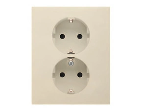 Zásuvka Schuko SIMON 55 TGSZ2PZFAR/144, 2násobná, se clonkami, 16A/250V~, šroubové svorky,champagne