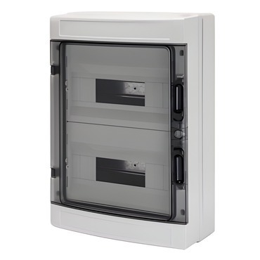 Rozvaděč nástěnný s výs. rámem GEWISS GW40104BS, 24m (12x2) ip65, 1ks n/pe svorkovnice