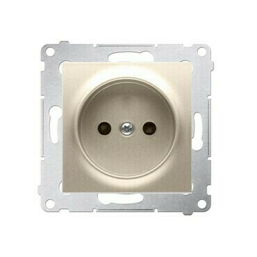 Zásuvka SIMON DG1Z.01/44, 1 násobná, bez uzemnění, se clonkami, zlatá metalizovaná