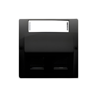 Kryt SIMON BASIC BMGKS2P/49, telef. a datové zás. 2 nás., zkosený, s popisným polem, černá mat