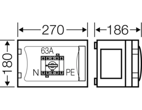 HEN FP 5101 Skříň s vypínačem 63A/3, 5-ti pólová, velikost skříně 1, bez bočních stěn