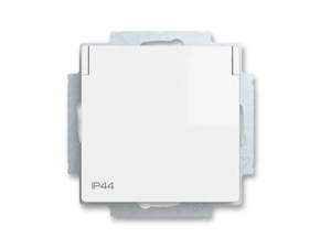 Zásuvka jednonásobná ABB Zoni 6620T-A07995 500, bílá, IP 44, s bočn. kontakty, s cl., s víčkem