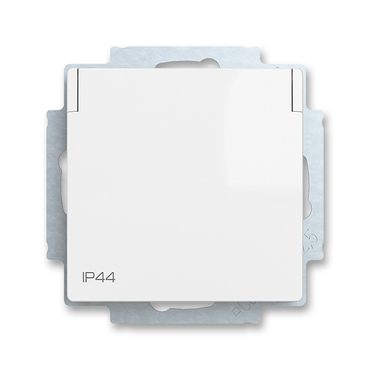 Zásuvka jednonásobná ABB Zoni 6620T-A07995 500, bílá, IP 44, s bočn. kontakty, s cl., s víčkem