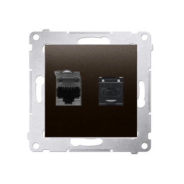 Zásuvka datová SIMON D62.01/46, 2 násobná RJ45 kat. 6 s protiprachovou clonkou, hnědá metalizovaná