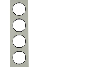 HAG 10142204 Rámeček 4-násobný, Berker R.3, ušlecht. ocel/černá