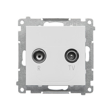 SIMON TAK.01/114 Zásuvka anténní R-TV koncová oddělená (přístroj s krytem), 1x vstup: 5÷862 MHz bílá