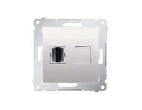 Zásuvka HDMI SIMON DGHDMI.01/41, 1 násobná (přístroj s krytem), krémová