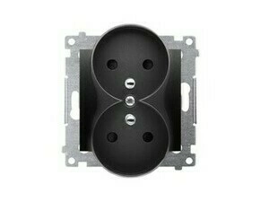 Zásuvka SIMON DGZ2MZ.01/49, 2 násobná, se clonkami, pro rámečky Premium, černá matná metalizovaná
