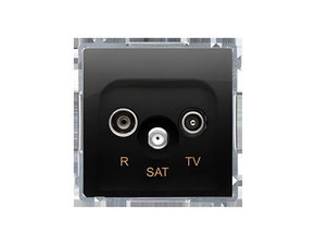 Zásuvka anténní SIMON BASIC BMZAR-SAT10/P.01/49, R+TV+SAT průchozí, 1x vstup: 5 MHz÷2, 4 GHz, černá