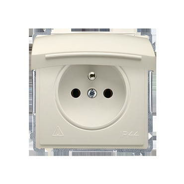 Zásuvka SIMON BASIC BMGZ1B.01/12, 1 nás., IP44, 16A/250V~, šr. sv., béžová