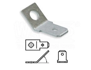 wpr9097 KONY-V45-6308-M4-SN nýtovací kolík úhlový 45o (DIN 46244), 6,3 x 0,8 mm, o M4, mosaz, pocíno