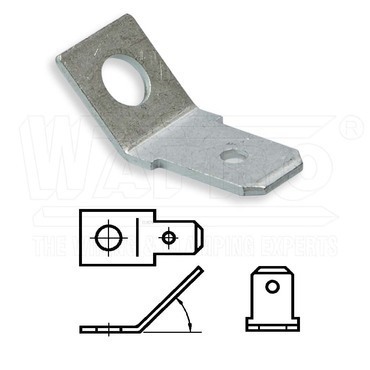 wpr9099 KONY-V45-6308-M5-SN nýtovací kolík úhlový 45o (DIN 46244), 6,3 x 0,8 mm, o M5, mosaz, pocíno