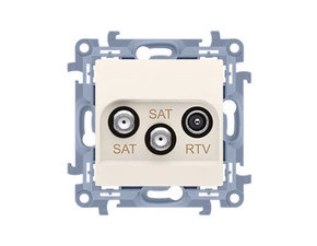 SIMON 10 CASK2.01/41 Zásuvka RTV-SAT-SAT dvojitá satelitní, (strojek s krytem), 1x vstup: 5MHz - 2,4