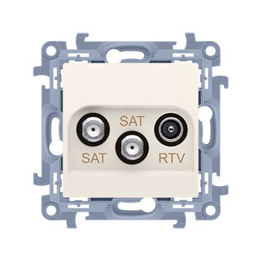 SIMON 10 CASK2.01/41 Zásuvka RTV-SAT-SAT dvojitá satelitní, (strojek s krytem), 1x vstup: 5MHz - 2,4