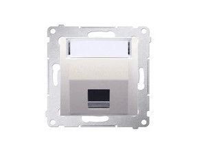 Kryt SIMON DKP1S.01/41, telef. a datové zás. 1 nás., zkosený, s popisným polem, krémová