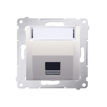 Kryt SIMON DKP1S.01/41, telef. a datové zás. 1 nás., zkosený, s popisným polem, krémová