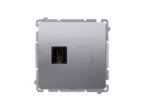 Zásuvka HDMI SIMON BMGHDMI.01/43, 1 násobná (přístroj s krytem), stříbrná