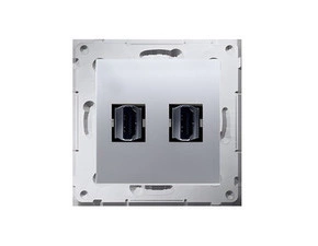 Zásuvka HDMI SIMON 54 DGHDMI2.01/43, 2 násobná (přístroj s krytem), stříbrná metalizovaná