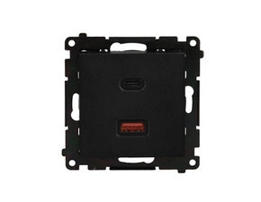 Nabíječka USB SIMON TEC2CAQ.01/149, 2 násobná, 1x USB typ C+1x USB typ A, 30 W, černá matná