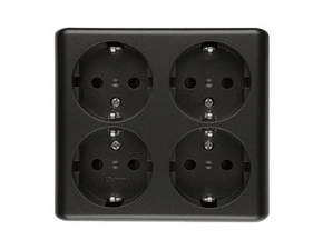 Zásuvka Schuko SIMON EGSZ4NZ/49, 4 nás., cl., na om., šr. sv., černá mat metalíza