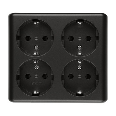 Zásuvka Schuko SIMON EGSZ4NZ/49, 4 nás., cl., na om., šr. sv., černá mat metalíza