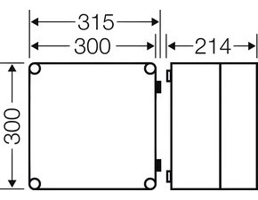 HEN Mi 9210 Prázdná rozvodnice s průhledným víkem na pantech, IP 65, vnější rozměry (š-v-h) 300x300x