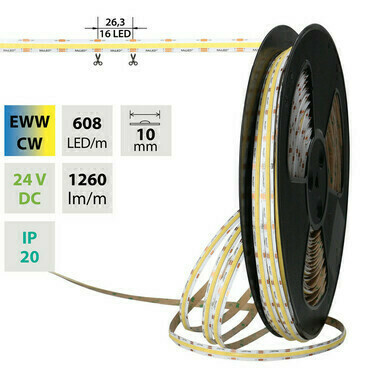 LED pásek MC LED COB dual white EWW-CW, 608LED/m, 14W/m, DC 24V, 1260lm/m, CRI90, IP20, modul (2)