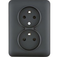 HAG WL1273 Dvojzásuvka s ochranným kolíkem kompletní, Lumina 16A/250V, lumina soul, černá
