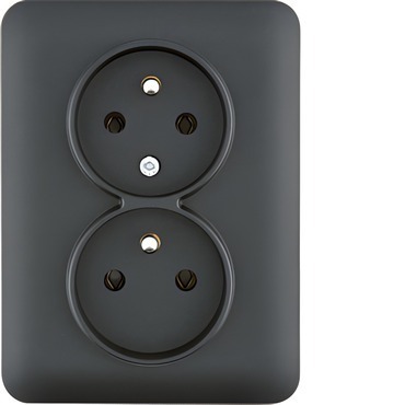 HAG WL1273 Dvojzásuvka s ochranným kolíkem kompletní, Lumina 16A/250V, lumina soul, černá