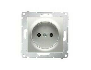 Zásuvka SIMON DG1Z.01/43, 1 násobná, bez uzemnění, se clonkami, stříbrná metalizovaná