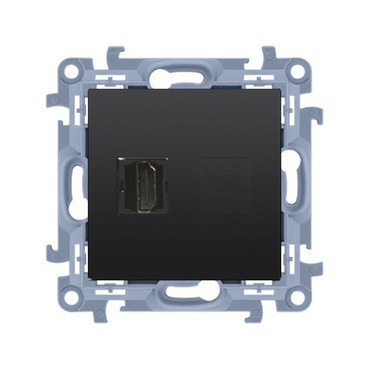 Zásuvka HDMI SIMON CGHDMI.01/49, 1 násobná (přístroj s krytem), černá matná