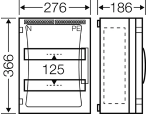 HEN FP 1218 Jističová skříň 2x 12 modulů, se svorkovnicí PE/N, s bočními stěnami