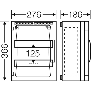 HEN FP 1218 Jističová skříň 2x 12 modulů, se svorkovnicí PE/N, s bočními stěnami