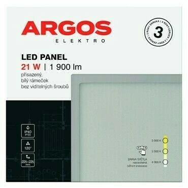 LED svítidlo přisazené ARGOS 21W, 1900lm, IP40/20, CCT, čtvercové, bílé