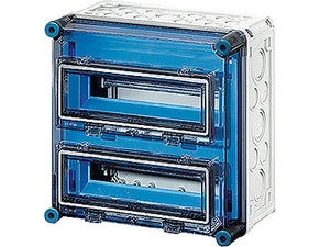 HEN Mi 1222 Jističová rozvodnice IP 65, prostor na 24 modulů ve 2 řadách, s odklápěcími okénky a se