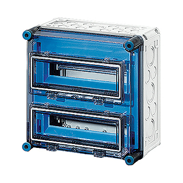 HEN Mi 1222 Jističová rozvodnice IP 65, prostor na 24 modulů ve 2 řadách, s odklápěcími okénky a se