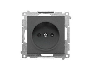 Zásuvka SIMON TG1CZ.01/116, 1 násobná, bez uzemnění, se clonkami, grafitová matná