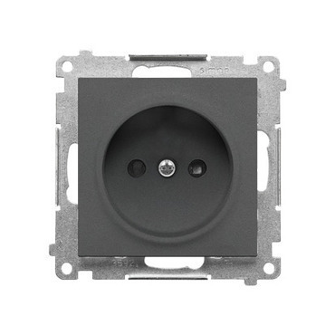 Zásuvka SIMON TG1CZ.01/116, 1 násobná, bez uzemnění, se clonkami, grafitová matná