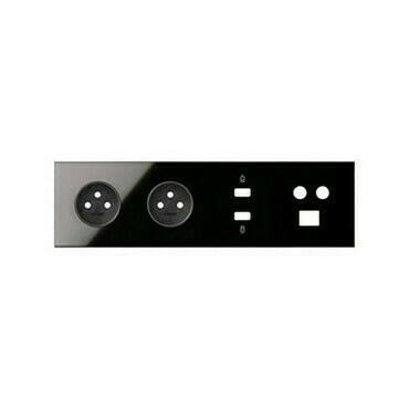 Sestava 4 násobná: 2 zásuvky+HDMI+USB+TV+SAT+RJ45, černá