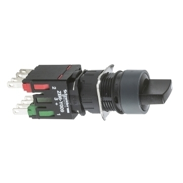SCHN XB6AD225B Otočný ovládač a ovládač se zámkem - 2 polohy, 1 Z + 1 V - černá
