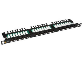 Patch panel SOLARIX SX24HD-5E-UTP-BK, 19", CAT5E, UTP, 24x RJ45, 0,5U, vyvazovací lišta, černý