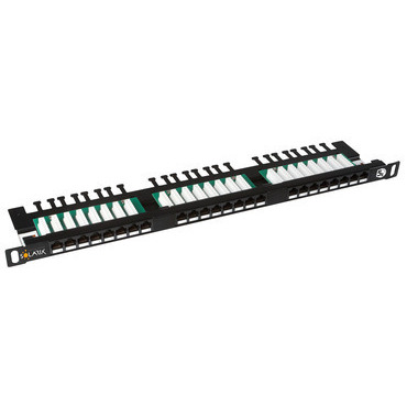 Panel patch SOLARIX SX24HD-5E-UTP-BK, 19", CAT5E, UTP, 24x RJ45, 0,5U, vyvazovací lišta, černý
