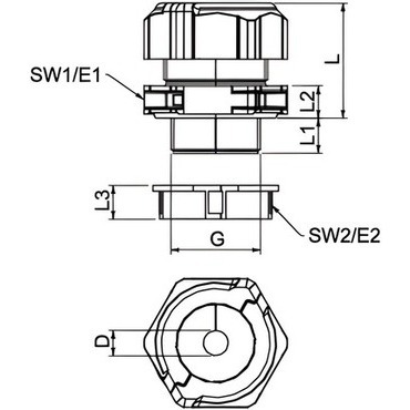 V-TEC TB32 09-13 Kabelová vývodka, dělitelná