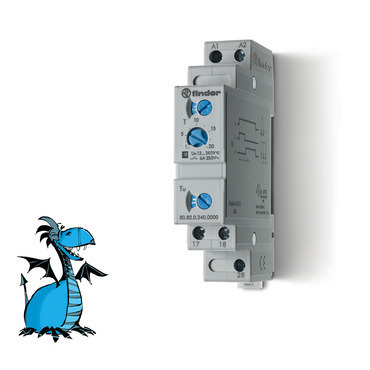 FINDER 80.82.0.240.0000 Čas.relé, HT, 2Z/6A, 24-240V AC/DC, 100ms-20m RP 0,06kč/ks