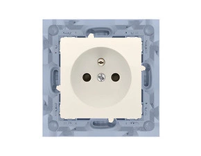 Zásuvka SIMON 10 CGZ1Z.01/41, 1násobná, s uzemněním, se clonkami, 16 A/250 V~, šroubové svorky, krém