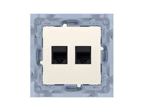 Zásuvka telefonní SIMON 10 CT2.01/41, 2 násobná, RJ11 (přístroj s krytem), krémová