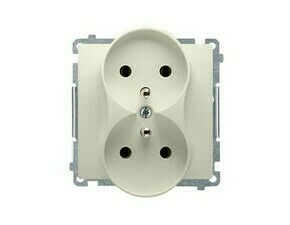 Zásuvka SIMON BMGZ2M.01/12, 2 nás, kolíky naproti sobě, 16A/250V~, šr. sv., béžová